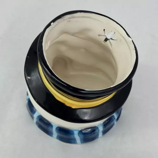 Snowman Christmas Ceramic Votive or Tealight Candle Holder W/ Pierced Snowflakes