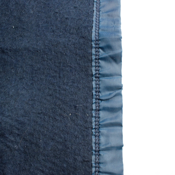 Lightweight Acrylic Blanket Twin Double Sized 90 x 74 inch Navy Blue Satin Trim