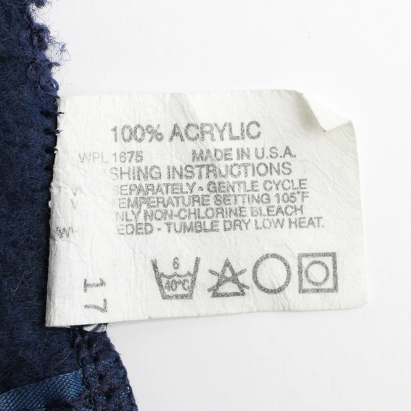 Lightweight Acrylic Blanket Twin Double Sized 90 x 74 inch Navy Blue Satin Trim