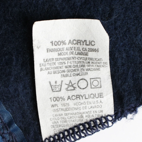 Lightweight Acrylic Blanket Twin Double Sized 90 x 74 inch Navy Blue Satin Trim