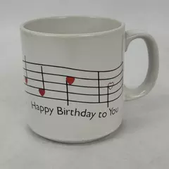 Vintage Russ Berrie Happy Birthday Song Heart Musical Notes Coffee Mug