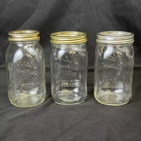 Lot of 3 Kerr Quart Canning Jars With Rings 2 Wide Mouth 1 Narrow Mouth