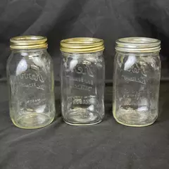 Lot of 3 Kerr Quart Canning Jars With Rings 2 Wide Mouth 1 Narrow Mouth