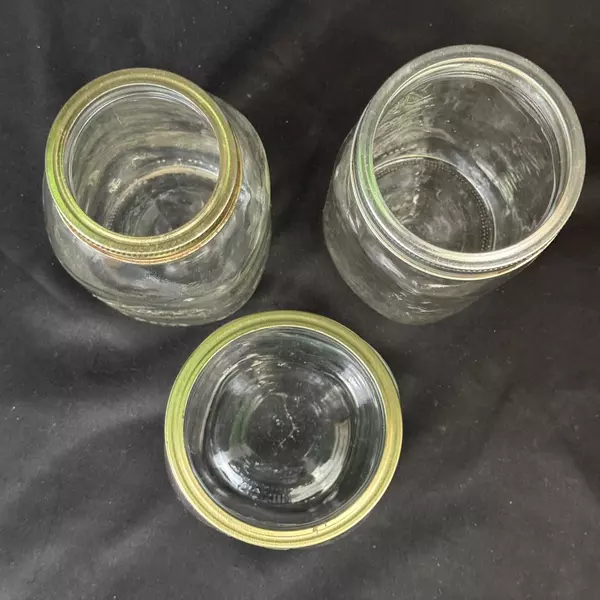 Lot of 3 Kerr Quart Canning Jars With Rings 2 Wide Mouth 1 Narrow Mouth