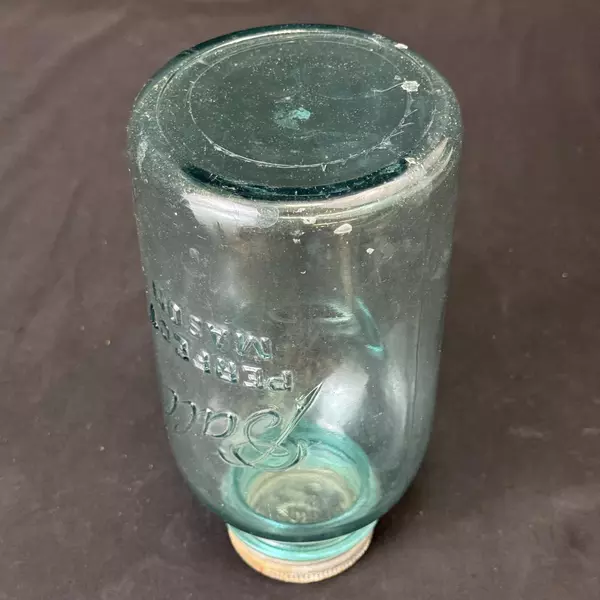 Vtg 1923-33 Ball Perfect Mason Half Gallon Aqua Jar with Zinc Ring And Glass Lid