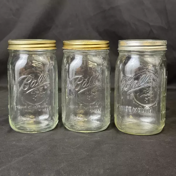 Lot Of 3 Ball Wide Mouth Quart Canning Jars With Rings