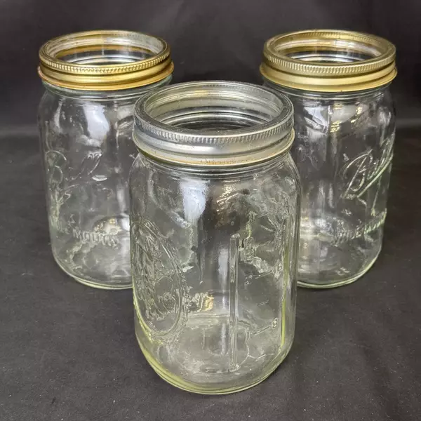Lot Of 3 Ball Wide Mouth Quart Canning Jars With Rings