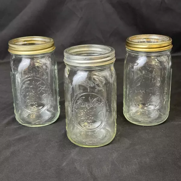 Lot Of 3 Ball Wide Mouth Quart Canning Jars With Rings