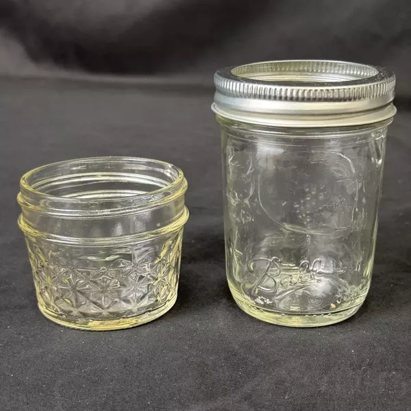 Lot of 6 Assorted Sized Canning Jars Ball and Kerr 1/4 Pint to Pint