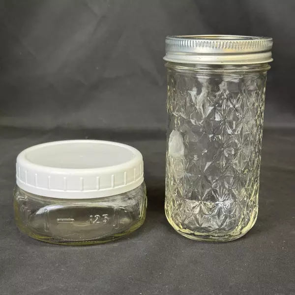 Lot of 6 Assorted Sized Canning Jars Ball and Kerr 1/4 Pint to Pint