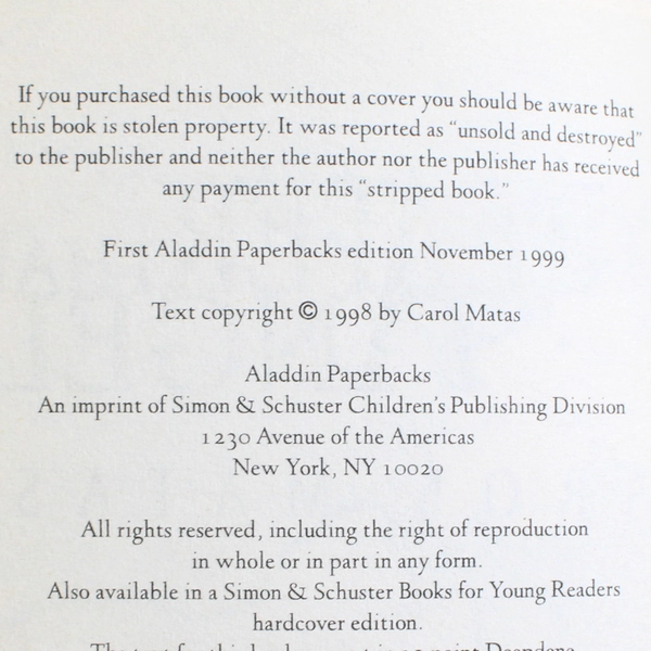 Greater Than Angels by Carol Matas 1999 Paperback Novel