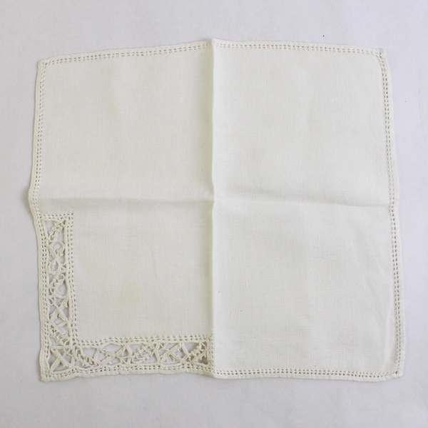Set of 6 Vintage Handmade Hemstitch White Linen Napkins 10 x 11 inch 