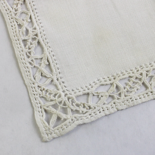 Set of 6 Vintage Handmade Hemstitch White Linen Napkins 10 x 11 inch 