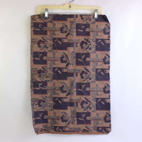 Lot of 2 Blue & Gold Patterned Velour Fabric Pieces for Sewing Crafting