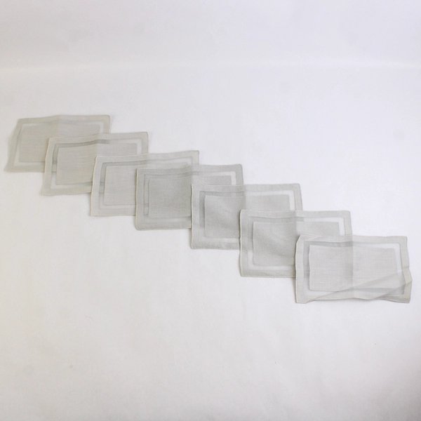 Set of 7 Vintage Handmade Gray Gauze Decorative Napkins 8 x 5 inch