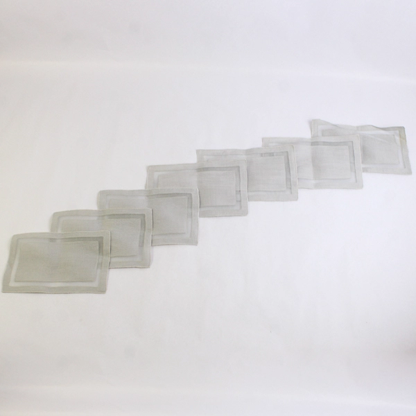 Set of 7 Vintage Handmade Gray Gauze Decorative Napkins 8 x 5 inch