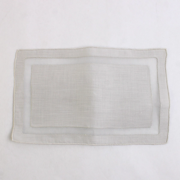 Set of 7 Vintage Handmade Gray Gauze Decorative Napkins 8 x 5 inch