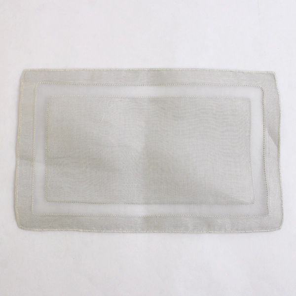 Set of 7 Vintage Handmade Gray Gauze Decorative Napkins 8 x 5 inch