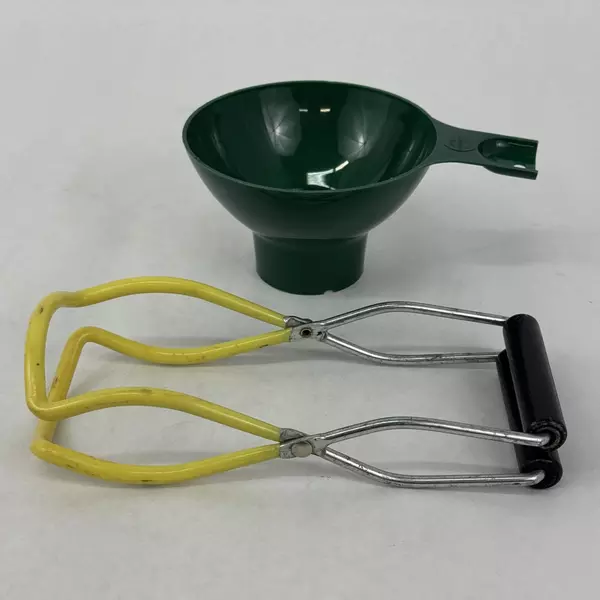 Green Norpro Plastic Canning Funnel And Yellow Handle Jar Lifter