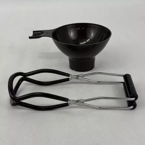 Brown Norpro Plastic Canning Funnel And Brown Handle Jar Lifter