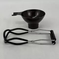 Brown Norpro Plastic Canning Funnel And Brown Handle Jar Lifter