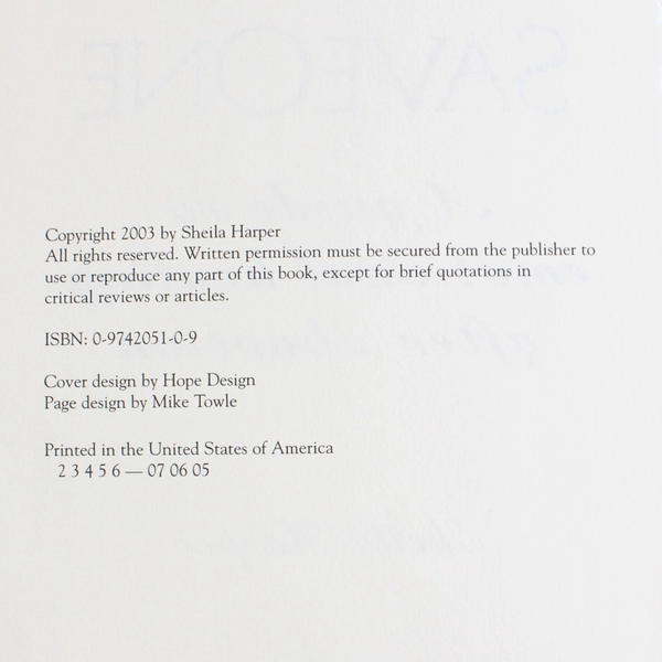 SaveOne A Guide to Emotional Healing After Abortion Sheila Harper 2003 HC Spiral