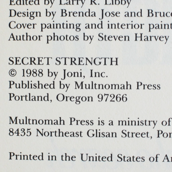Secret Strength For Those Who Search By Joni Eareckson Tada 1988 Hardcover 