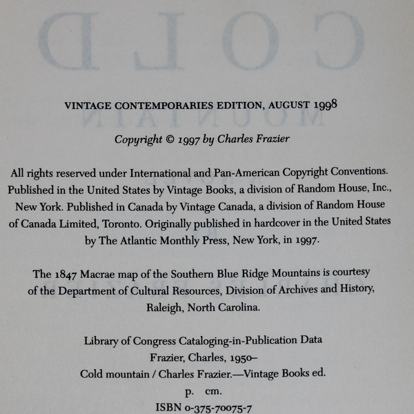 Cold Mountain by Charles Frazier 1998 Paperback