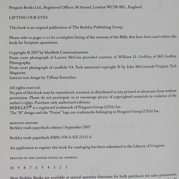 Lifting Our Eyes The Lauren McCain Story by Beth J Lueders 2007 Paperback