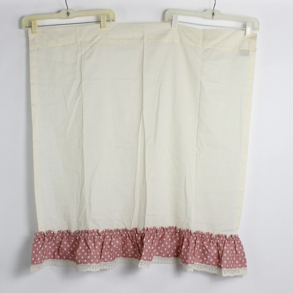 Vintage 2 Piece Set Croscill Valance 68 x 15 & Cafe Curtain 34 x 36 Pink Ruffle