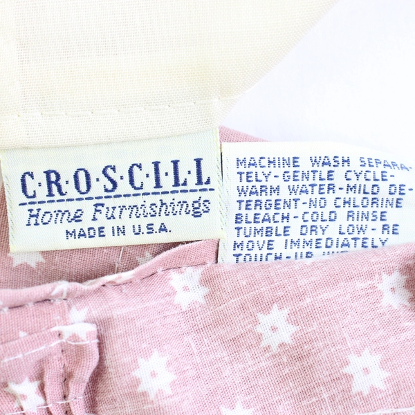 Vintage 2 Piece Set Croscill Valance 68 x 15 & Cafe Curtain 34 x 36 Pink Ruffle