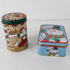 Lot of 2 Tins Mini Square Christmas Tree 3D Lindy Bowman Holiday Deco Tin Box