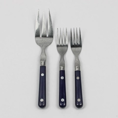 Lot of 3 Washington Forge Mardi Gras-Navy-Cobalt Flatware 2 Serving Forks 1 Fork