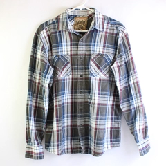 Red Camel Red Blue Gray Plaid Cotton Button-Up Men's Size Large