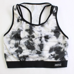 Justice Oh So Soft Black & White Tie Dye Unlined Sports Bra Girls' Size 36