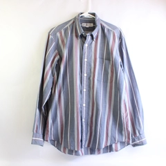 John Henry Blue Red and White Striped Button-Down Men's Large