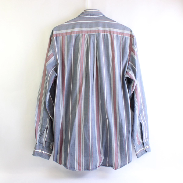 John Henry Blue Red and White Striped Button-Down Men's Large