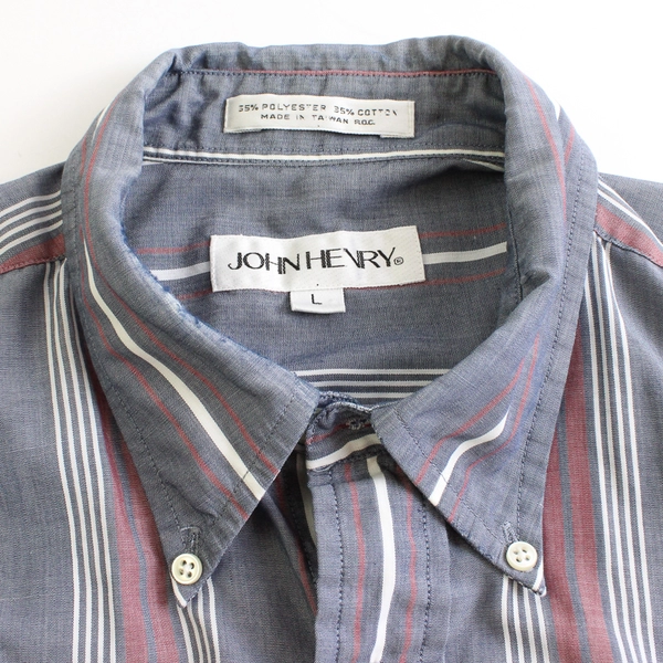 John Henry Blue Red and White Striped Button-Down Men's Large