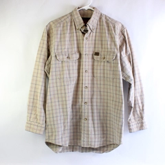 Riggs Workwear by Wrangler Beige Red Blue Plaid Button-Down Men's Large