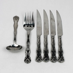 Lot Of 6 Reed & Barton Victoria (Stainless) Flatware 4 Knives Ladle Serving Fork