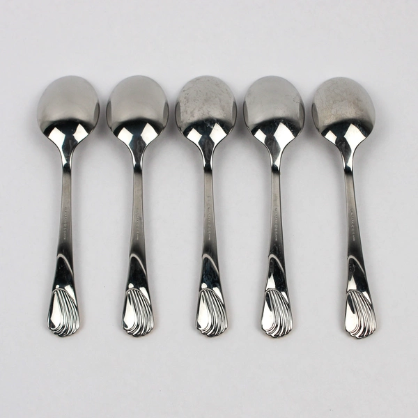 Lot Of 5 Yamazaki Seawinds Stainless Gold Accent Flatware Soup Spoons