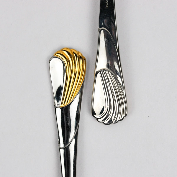 Lot Of 5 Yamazaki Seawinds Stainless Gold Accent Flatware Soup Spoons