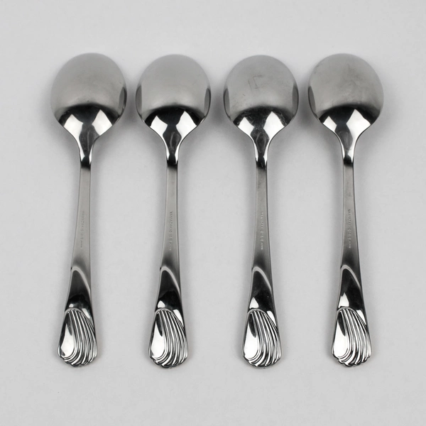 Lot Of 4 Yamazaki Seawinds (Stainless-Gold Accent) Flatware Soup Spoons