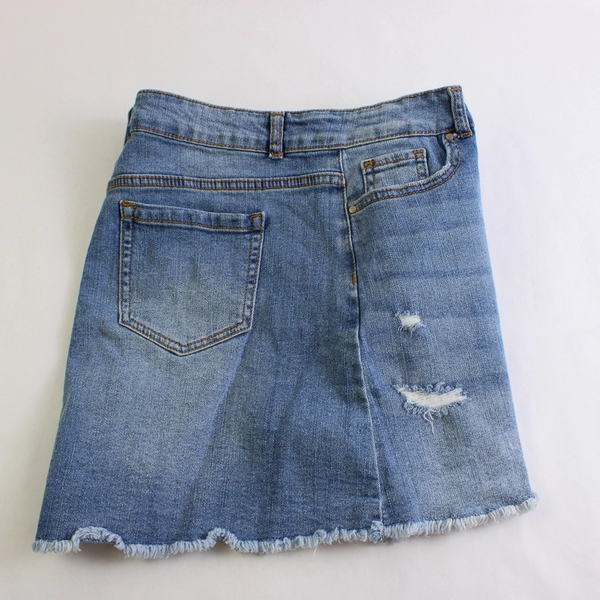 Wonder Nation Medium Wash Raw Hem Denim Skirt Girls' Size Large 10-12