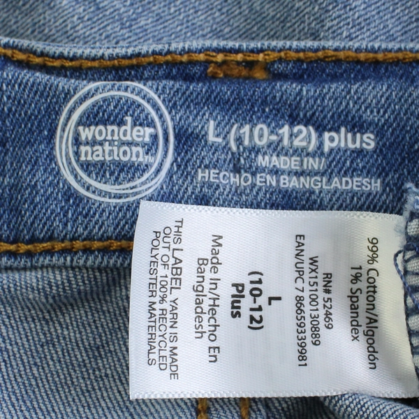 Wonder Nation Medium Wash Raw Hem Denim Skirt Girls' Size Large 10-12