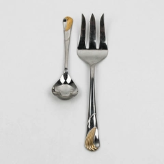 Lot Of 2 Yamazaki Seawinds Flatware Serving 1 Serving Fork 1 Sugar Spoon