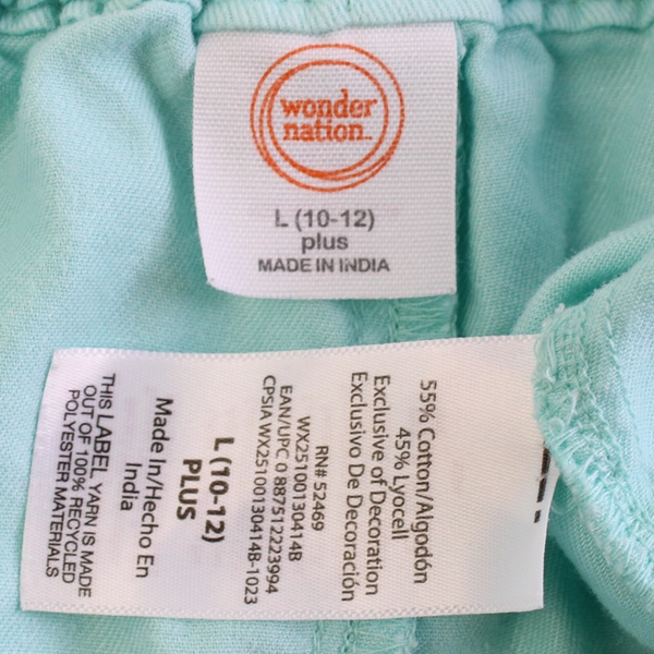 Wonder Nation Light Blue Cotton Blend Shorts Girls' Size Large 10-12 Plus