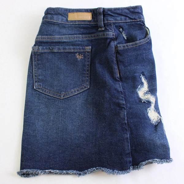 Justice Dark Wash Raw Hem Distressed Denim Skirt Girls' Size 16