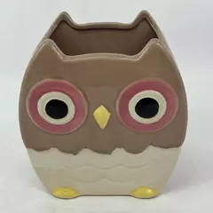 Central Garden And Pet Brown and White Ceramic Owl Planter w/ Pink Wings Eyes