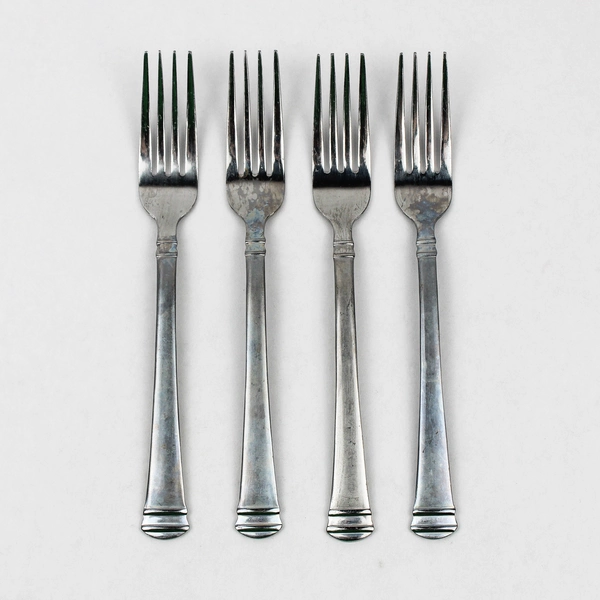 Lot Of 4 International Silver Riverton Frosted Stainless Flatware Forks